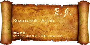 Reznicsek Jolán névjegykártya
